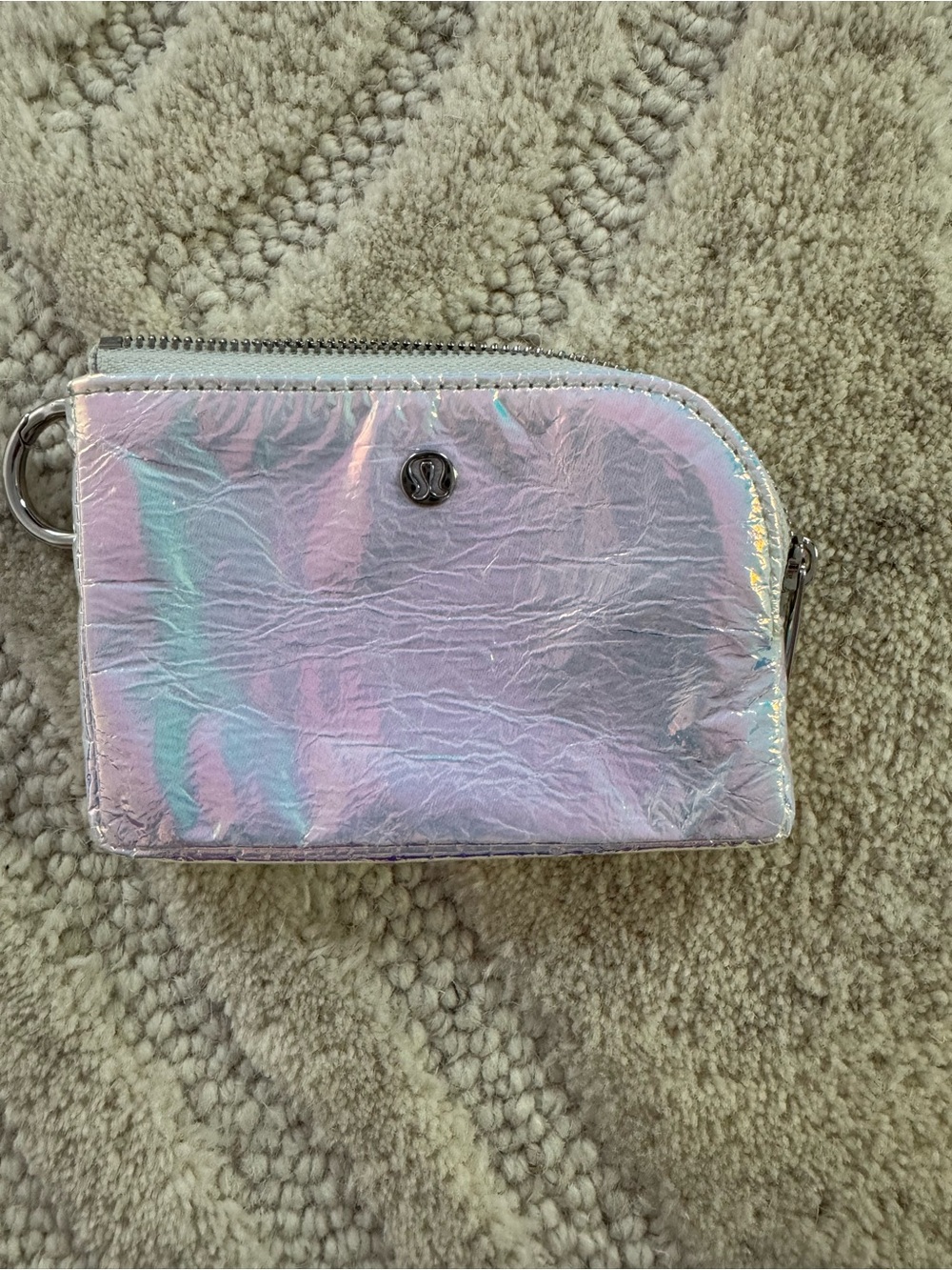 lululemon Iridescent Holographic Zip Card Case - Pink & Aqua Sheen
